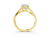 Yellow gold Cushion Solitaire Split Shank Pavé Diamond Engagement Ring_297