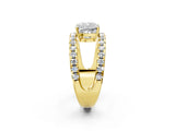 Yellow gold Cushion Solitaire Split Shank Pave Diamond Ring_51