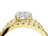Yellow gold Cushion Solitaire Split Shank Pave Diamond Ring_53