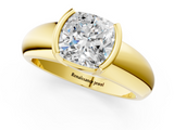 Yellow gold Cushion Solitaire Tension Set Diamond Ring with Wide Band_21