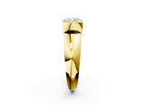 Yellow gold Cushion Solitaire Tension Set Diamond Ring with Wide Band_22
