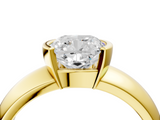 Yellow gold Cushion Solitaire Tension Set Diamond Ring with Wide Band_24