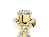 Yellow gold Cushion Solitaire Twist Band Pavé Diamond Engagement Ring_56