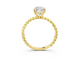 Yellow gold Cushion Solitaire Twist Band Ring with Four-Prong Setting_83