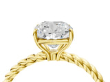 Yellow gold Cushion Solitaire Twist Band Ring with Four-Prong Setting_84