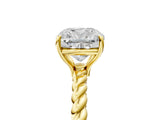 Yellow gold Cushion Solitaire Twist Band Ring with Four-Prong Setting_85