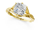 Yellow gold Cushion Solitaire Twist Band Six-Prong Setting 1