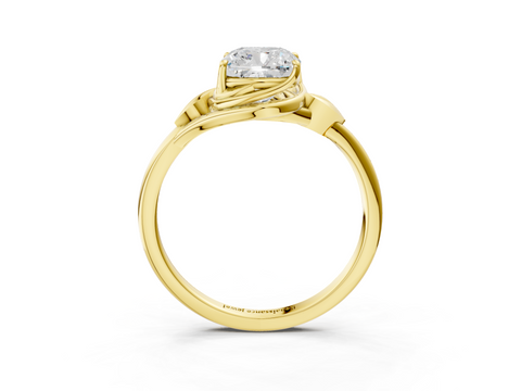 Yellow gold Cushion Solitaire Twist Band with Four-Prong Setting_31
