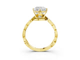Yellow gold Cushion Solitaire Twist Band with Leaf Prong Setting 3