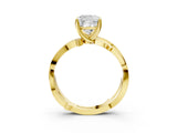 Yellow gold Cushion Solitaire Twist Band with Pavé Accents and Four-Prong Setting_25