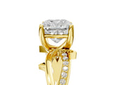 Yellow gold Cushion Solitaire Twist Band with Pavé Accents and Four-Prong Setting_27