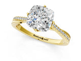 Yellow gold Cushion Solitaire Twist Band with Pavé Diamonds and Four-Prong Setting_78