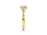 Yellow gold Cushion Solitaire Twist Band with Pavé Diamonds and Four-Prong Setting_79