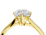 Yellow gold Cushion Solitaire Twist Band with Pavé Diamonds and Four-Prong Setting_81