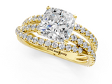 Yellow gold Cushion Solitaire Twist Band with Pavé Setting and Four-Prong Setting_115