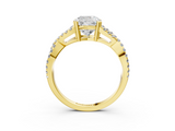 Yellow gold Cushion Solitaire Twist Band with Pavé Setting and Four-Prong Setting_20