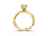 Yellow gold Cushion Solitaire Twist Band with Pave Prong Setting_72