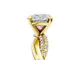 Yellow gold Cushion Solitaire Twist Band with Pave Prong Setting_74