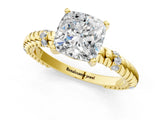 Yellow gold Cushion Solitaire Twisted Band Prong Set Engagement Ring_68
