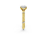 Yellow gold Cushion Solitaire Twisted Band Prong Set Engagement Ring_69