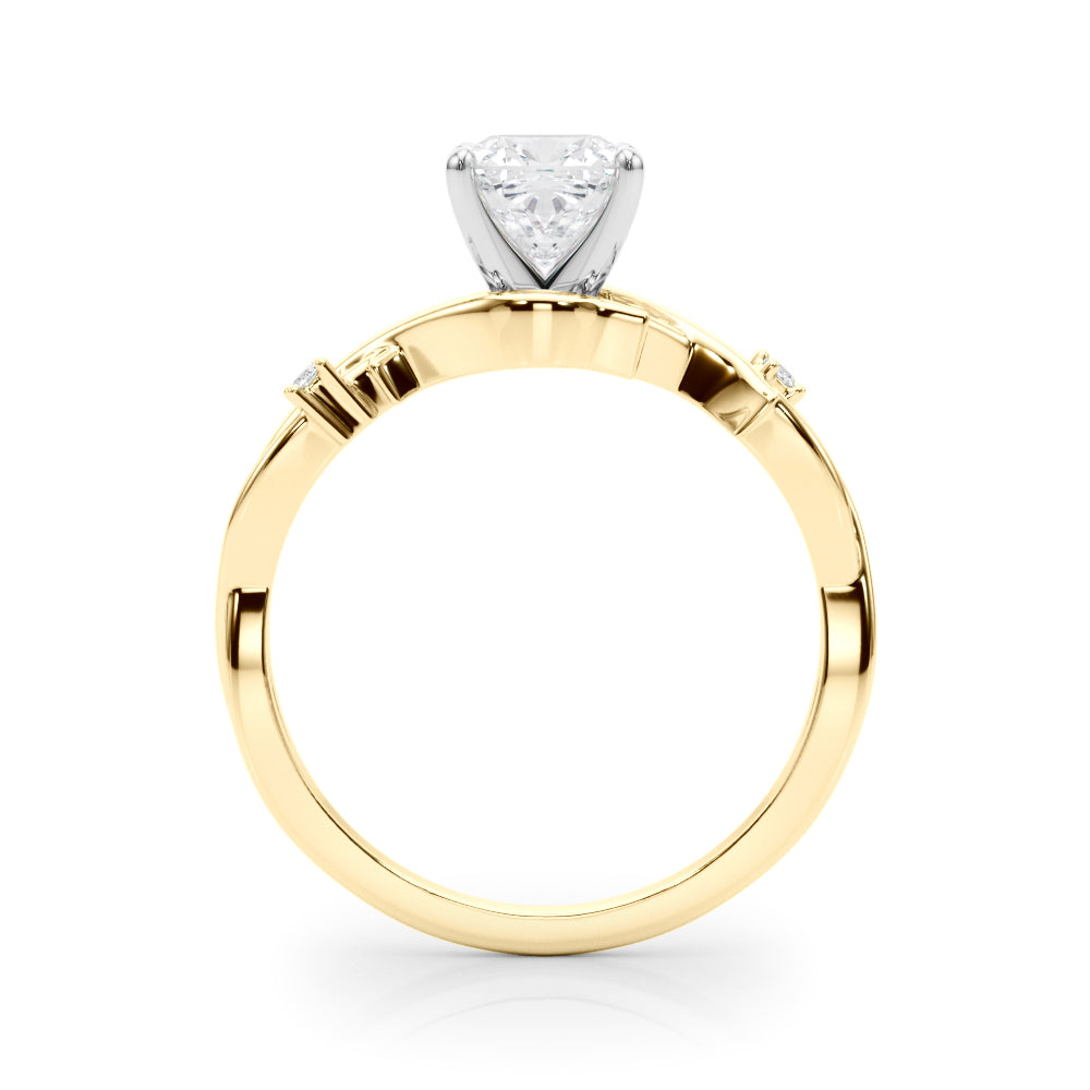 Yellow gold Cushion Solitaire Twisted Band Prong Setting Ring 2