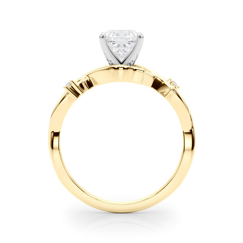 Yellow gold Cushion Solitaire Twisted Band Prong Setting Ring 2