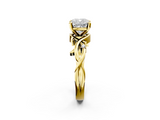Yellow gold Cushion Solitaire Twisted Band Prong Setting Ring_184
