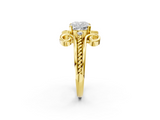 Yellow gold Cushion Solitaire Twisted Band Scroll Prong Ring_5
