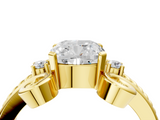 Yellow gold Cushion Solitaire Twisted Band Scroll Prong Ring_7