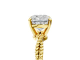 Yellow gold Cushion Solitaire Twisted Band with Bead Prong Setting_330