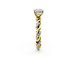 Yellow gold Cushion Solitaire Twisted Band with Pavé Accents and Four-Prong Setting_26