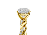 Yellow gold Cushion Solitaire Twisted Band with Pavé Accents and Four-Prong Setting_29