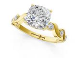 Yellow gold Cushion Solitaire Twisted Band with Prong Setting 1