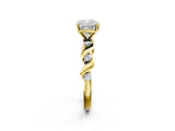 Yellow gold Cushion Solitaire Twisted Band with Prong Setting 2