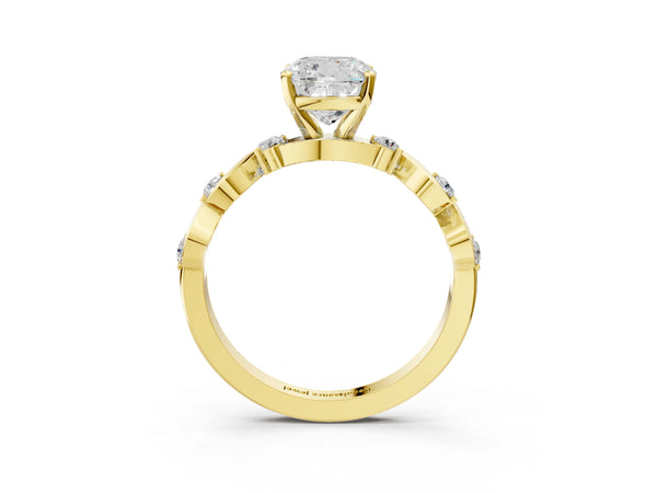 Yellow Gold Cushion Cut Solitaire Engagement Ring Setting with Ribbon Twist Accent Band