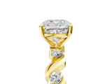 Yellow gold Cushion Solitaire Twisted Band with Prong Setting 5