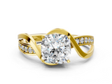 Yellow gold Cushion Solitaire Twisted Band with Prong Setting_19