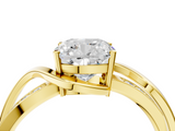 Yellow gold Cushion Solitaire Twisted Band with Prong Setting_23