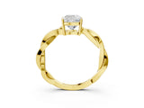 Yellow gold Cushion Solitaire Twisted Pave Diamond Ring with Four-Prong Setting_103