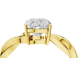 Yellow gold Cushion Solitaire Twisted Pave Diamond Ring with Four-Prong Setting_104