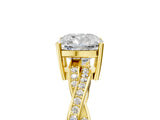 Yellow gold Cushion Solitaire Twisted Pave Diamond Ring with Four-Prong Setting_105