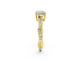 Yellow gold Cushion Solitaire Twisted Pave Diamond Ring with Four-Prong Setting_26