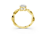 Yellow gold Cushion Solitaire Twisted Pave Diamond Ring with Four-Prong Setting_27