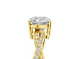 Yellow gold Cushion Solitaire Twisted Pave Diamond Ring with Four-Prong Setting_29