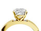 Yellow gold Cushion Solitaire with Pavé Band and Four-Prong Setting_314