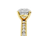 Yellow gold Cushion Solitaire with Pavé Band and Four-Prong Setting_315