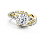 Yellow gold Cushion Solitaire with Pavé Twist Band and Four-Prong Setting_58
