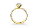 Yellow gold Cushion Solitaire with Pave Band and Four-Prong Setting_11