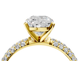Yellow gold Cushion Solitaire with Pave Band and Four-Prong Setting_12
