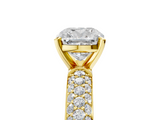 Yellow gold Cushion Solitaire with Pave Band and Four-Prong Setting_13